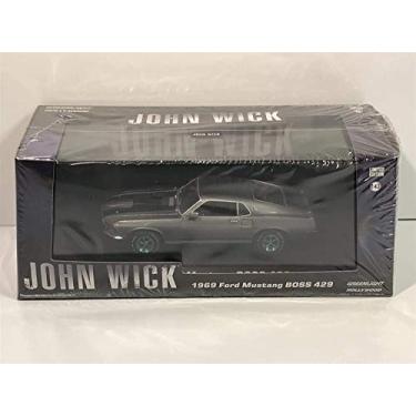 Imagem de 1969 Ford Mustang BOSS 429 Gray with Black Stripes John Wick (2014) Movie 1/43 Diecast Model Car by Greenlight 86540