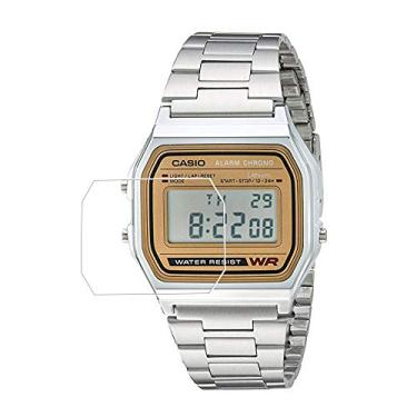 Imagem de Zshion Protetor de tela para A159/A158, protetor de tela ultrafino, à prova de explosão, antiarranhões, cobertura total para A159WGEA-1EF/Casio A158WEA-9CF HD transparente (pacote com 3)