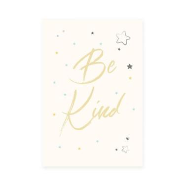 Imagem de Placa Decorativa Infantil Be Kind Amarela Estrelas 30x40cm - Quartinho
