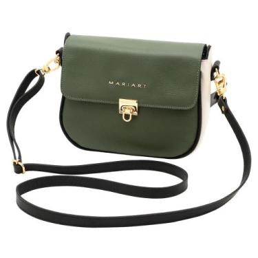 Imagem de Bolsa de Couro Mariart Turmalina, Army, Off white
