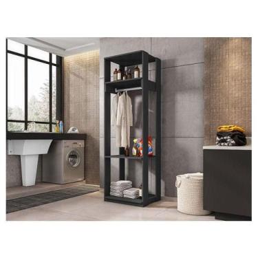 Imagem de Guarda Roupa Modulado Ambiente Titan Com Prateleiras Preto - Móveis Le