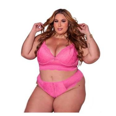 Imagem de Conjunto Lingerie Sensual- Em Renda Lesie- Plus Size - Ousadia Lingeri