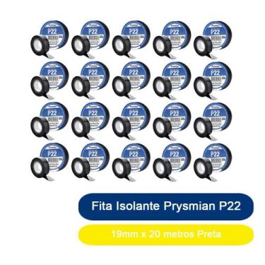 Imagem de Kit 20 Fita Isolante Prysmian P22 19mm x 20 metros Preta