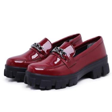 Imagem de Mocassim Oxford Feminino Derby Sola Tratorada Bordô - Myrol Outlet, 36