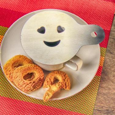Imagem de Estêncil Decorar Café/Cappuccino Inox Escovado - Smile Coração - Maxx 