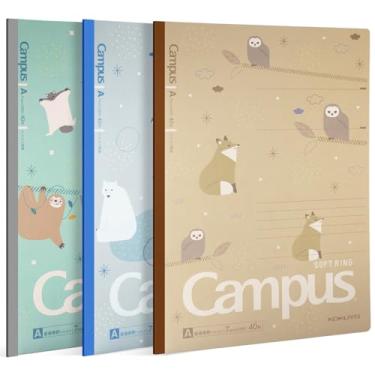 Imagem de KOKUYO Cadernos de composição, pacote com 3 livros de comp Campus B5 com régua pontilhada A de 7 mm, 40 folhas, caderno forrado na escola em azul verde amarelo, diário fofo para mulheres, meninas,