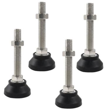 Imagem de Aracombie 4 peças de pés de nivelamento ajustáveis, pés ajustáveis resistentes M16, pés de borracha preta para mesa, cadeira de prateleira, mesa, máquina (D60 x M16 x H100)