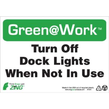 Imagem de ZING Placa verde no trabalho, apaga as luzes da doca quando não estiver em uso, 18 x 25 cm, plástico reciclado