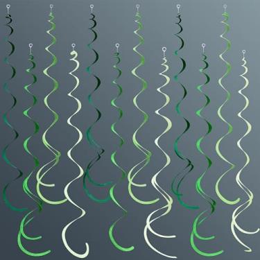 Imagem de pinkblume 36Pcs Decorações De Redemoinho Penduradas Verdes Ombre Green Felt Swirl Streamer Espiral Teto Guirlanda Para Primavera Verão Aniversário Casamento Chá De Bebê Formatura Natal Dia De São Pat