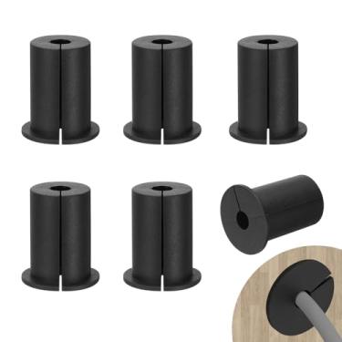 Imagem de HEYLEAYAR Kit de roteamento de cabos Starlink para orifício de parede de 2,5 cm, 6 peças de ilhós de parede de silicone para passagem de cabo Ethernet Starlink, acessórios de roteamento de cabos