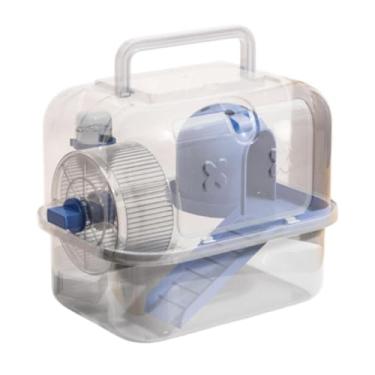 Imagem de Fenteer Gaiola de transporte para hamster de viagem, gaiola para hamster, viagem, respirável, portátil para esquilo, ouriço africano, planador de açúcar,