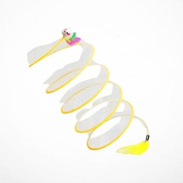 Imagem de Túnel Aberto Espiral para Gato Brinquedo Pet Interativo Mola com Ratinho Rato (AMARELO)