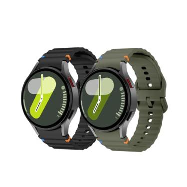 Imagem de Pulseira esportiva de silicone compatível com Samsung Galaxy Watch 7 de 40 mm e 44 mm, pulseira esportiva sem lacunas com linha tecida decorativa para Samsung Watch 7 de 44 mm, masculina e feminina