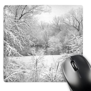 Imagem de 3dRose Mouse pad LLC 20 x 20 x 0,63 cm, Snow Storm Fresh at Huron River em Ann Arbor, Michigan (mp_19228_1)