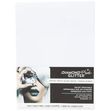 Imagem de Envelopes A7 com glitter branco, pacote com 15 - envelopes imprimíveis para convites de casamento, cartões comemorativos e artigos de papelaria DIY - Papel resistente 200 GSM sem derramamento