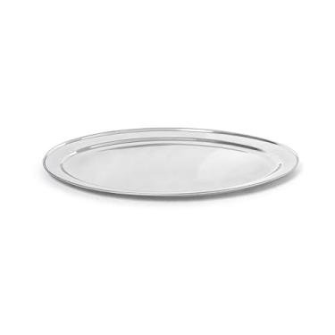 Imagem de Adcraft Travessa oval de luxo, feita de aço inoxidável de qualidade premium com acabamento espelhado, elegante para pratos quentes e frios, bandeja, 56 cm x 38 cm, prata
