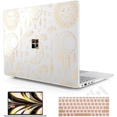 Imagem de Lepeoac Capa para laptop Microsoft Surface de 13,9 polegadas, 2024 Windows 11 Copilot+ PC, tela sensível ao toque da 7ª edição, capa rígida de plástico com capa de teclado e protetor de tela, lua e
