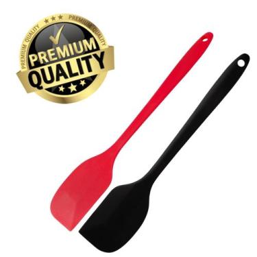 Imagem de Kit 2 Espatula Raspadora Silicone Vermelho + Preto Cozinha Bolo - Clin