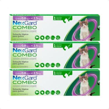 Imagem de Combo 3 NexGard Combo Gatos 0,8Kg a 2,5Kg - 1 Aplicador 0,3ml - Boehri