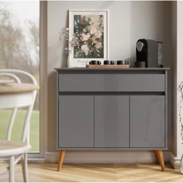 Imagem de Aparador Buffet Bar Cantinho do Café Retrô Zeus Com Pés em Madeira Var