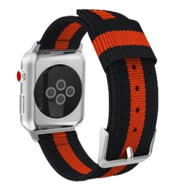 Imagem de Pulseira de nylon para Apple Watch Ultra 8 7 6 5 4 SE de 49 mm, 45 mm, 44 mm e 40 mm, pulseira esportiva confortável para IWatch 3 de 42 mm e 38 mm (preto e laranja, para 38 mm, 40 mm e 41 mm)