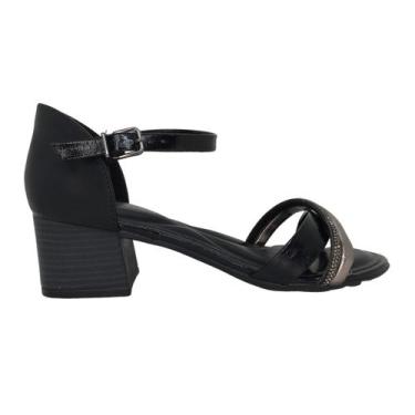 Imagem de Sandália Confortavel Calcanhar Comfortflex Salto baixo, Preto, Grafite