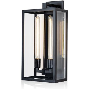 Imagem de OSRoyce Luminárias Externas Para Casa, Suporte De Parede, Arandelas Grandes De 21" Para Casa, Iluminação De Varanda Moderna À Prova D'Água Preta, Lâmpada Externa Para Varanda, Porta Da Frente, Garag