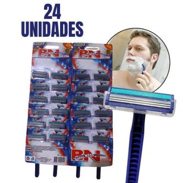 Imagem de Kit 24 Unidades Aparelho de Barbear Descartável com 3 Lâminas e Fita L