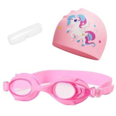 Imagem de Kit Óculos Natação Infantil Piscina Peixinhos Hero Band D1, Rosa unicó