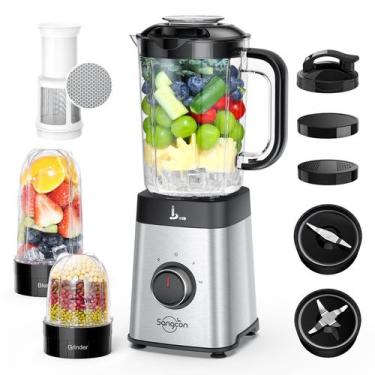 Imagem de Liquidificador e processador de alimentos Combo Sangcon em aço inoxidá
