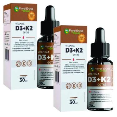 Imagem de Vitamina D3 2000ui Vitamina K2 MK7 Original 2 Frascos de 30 ml Floral 