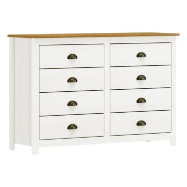 Imagem de Cômoda 8 Gavetas Em Madeira Linha Topázio - Branco/freijó