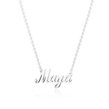 Imagem de Hidepoo Colar com nome personalizado – Colar com pingente de nome de aço inoxidável, corrente delicada com nome de letra, joias personalizadas, presentes para mulheres, Metal