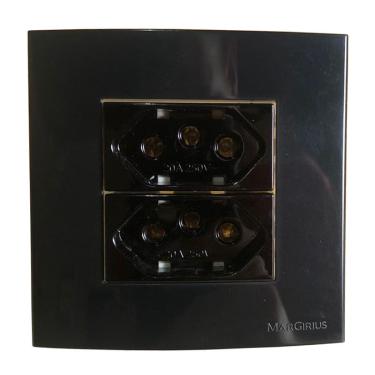 Imagem de Tomada Dupla Móvel Marmore Drywall Gesso Granito Móveis Pedra Embutir 3 Pinos 20a Preto Margirius