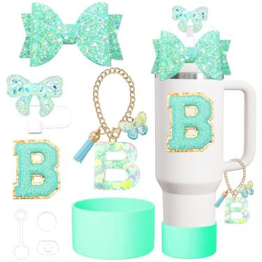 Imagem de Conjunto de acessórios de copo Stanley de 8 peças para copo Stanley Cup de 850 g 1,134 g com alça, incluindo tampa de palha e bota, tampa à prova de derramamento, pingente de alça, adesivo de iniciais