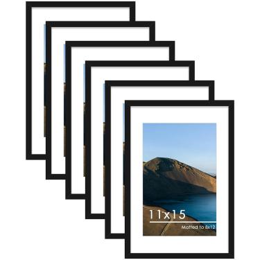 Imagem de Conjunto de 6 porta-retratos PEALSN pretos 11x15 para decoração de parede