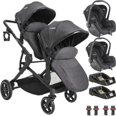 Imagem de Carrinho para Gemeos 2 Bebe Conforto 2 Base Kiddo Pair Grafite