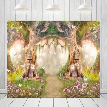 Imagem de ZJRBJB Conto de Fadas Encantado Floresta de Conto de Fadas Fundo de 3 x 2,4 m Fantasia Selva Conto de Fadas Natureza País das Maravilhas Fundo de Fotografia para Crianças Aniversário Infantil Chá de