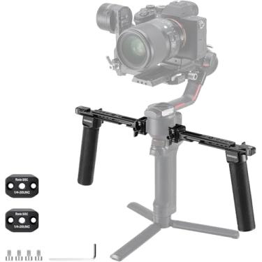 Imagem de NEEWER Punho duplo compatível com DJI RS4 RS4 Pro RS3 RS3 Pro RS2 RSC2 Ronin S SC Gimbal, kit de alça dupla com 2 mini trilhos NATO, grampos NATO de liberação rápida, roscas de 1/10.2 cm e 3/20.3 cm,