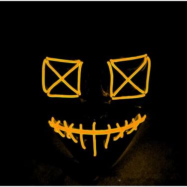 Imagem de JIAOZI Máscara de Halloween, máscara de LED iluminada, máscara assustadora para festivais, cosplay, fantasia de Halloween, baile de máscaras (amarelo)