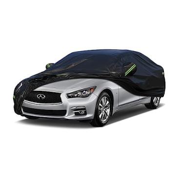 Imagem de Kaugung Capa para carro de 7 camadas com ajuste personalizado Infiniti Q50 de 2013 a 2025, proteção externa à prova d'água para todos os climas, sol, chuva, poeira, neve, proteção com porta com zíper.