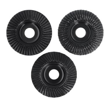 Imagem de QANYEGN 3Pcs Madeira Carving Disc Set, Aço Carbono Disco de Rebolo, Carpintaria Angle Grinder Rodas de Aço Carbono 100mm Dia 22mm ID Preto