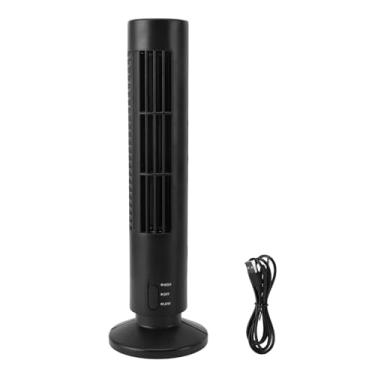 Imagem de Fã da Torre Sem Lâmina, Ventilador USB Portátil Com Grade Tridimensional, Alimentação de USB, Ventilador de Resfriamento do Escritório Em Casa (Preto)
