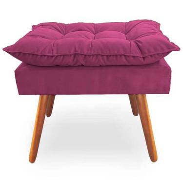 Imagem de Puff Decorativo Quadrado Opala Pés Palito Tecido Suede Rosa Kimi Desig