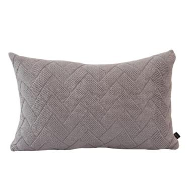 Imagem de Almofada de Tricot Geométrico Cinza Claro Retangular