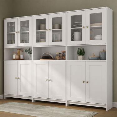 Imagem de Armário de Cozinha com Balcão Americano 12 Portas com Tampo Branco - Pnr Móveis