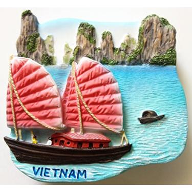 Imagem de Halong Bay Vietnã resina 3D geladeira geladeira tailandês ímã feito à mão.