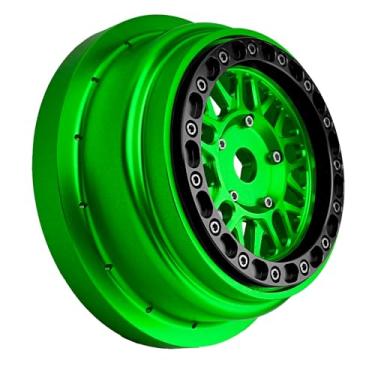 Imagem de BeaxTurbo Racing Upgrade Parts Losi Super Baja REY2.0 1/6 CNC Aluminum Bead Lock Wheel Titanium/green1pcs (Green-Black)