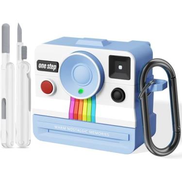 Imagem de Capas retrô para AirPods 4 2024 com kit de limpeza - Capas protetoras VISOOM bonitas e chiques para AirPods 4ª geração, capa macia Polaroid exclusiva para Apple AirPod iPods 4, capa de carregamento