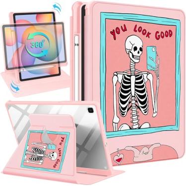 Imagem de Kidcube Capa para Samsung Galaxy Tab S6 Lite de 10,4 polegadas 2022/2020 para mulheres meninas capa fólio fofa com suporte para lápis legal gótico design assustador divertido suporte giratório